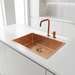 Pure.Sink Comfort grote PVD Rosé Koper spoelbak 70x40 cm 10mm radius onderbouw, vlakbouw en opbouw PCM7040-62