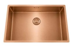 Pure.Sink Exclusivo grote Koperen spoelbak 70x40 cm 10mm radius onderbouw, vlakinbouw en opbouw
