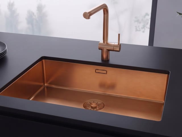 Pure.Sink Comfort grote PVD Rosé Koper spoelbak 70x40 cm 10mm radius onderbouw, vlakbouw en opbouw PCM7040-62