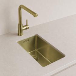 Pure.Sink Comfort kleine PVD Gouden spoelbak 18x40 cm onderbouw, vlakinbouw en opbouw PCM1840-60