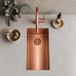 Pure.Sink Comfort Small PVD Rosé Copper sink, 18x40 cm, for undermount, flush-mount, and top-mount installation PCM1840-62