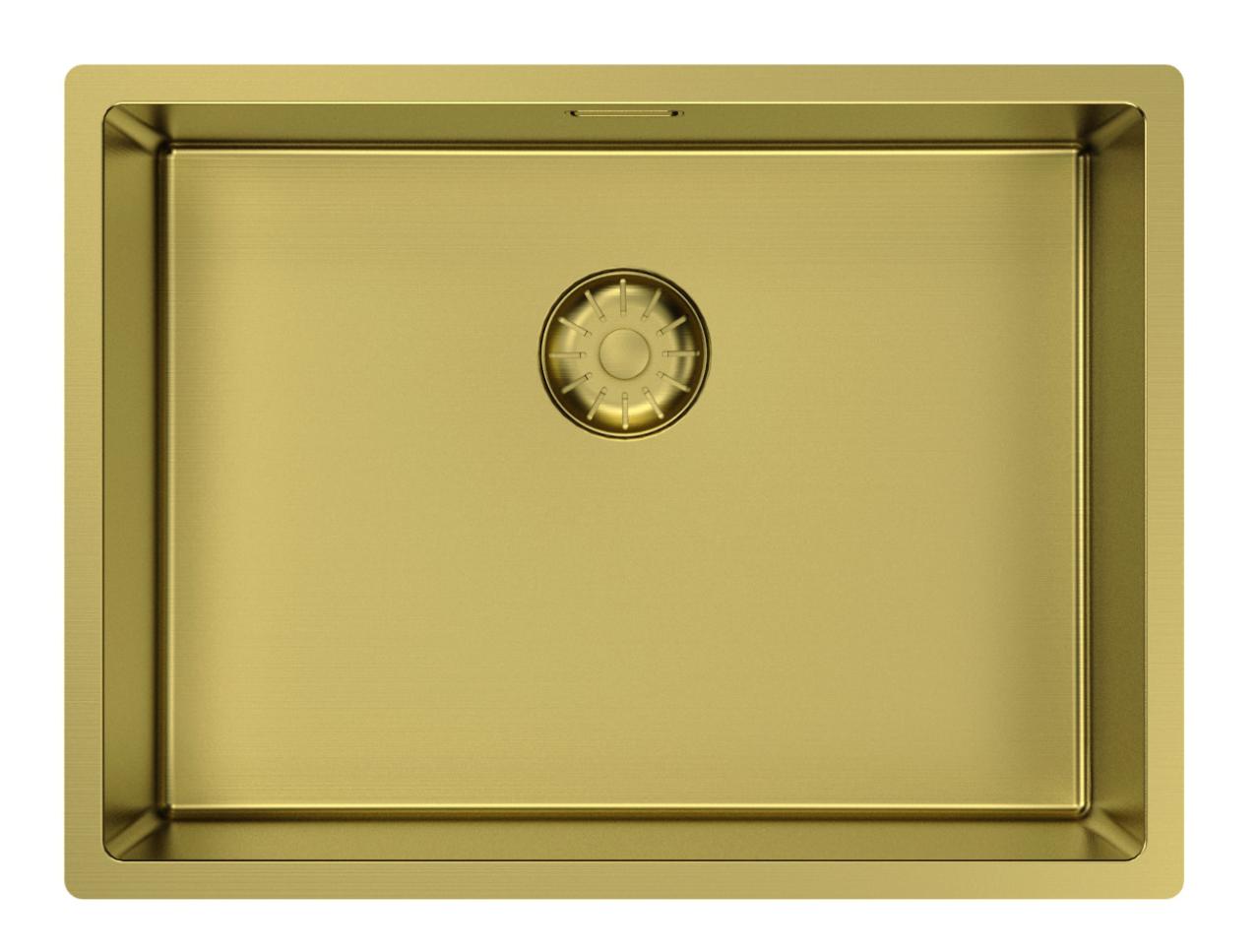 Pure.Sink Comfort Évier PVD doré 55 x 40 cm, encastré sous plan, à encastrer à fleur de plan et à poser PCM5540-60