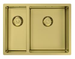 Pure.Sink Comfort 1.5 (one and a half) PVD gold sink, 18+34 cm, large basin on the right, PCM183440-60