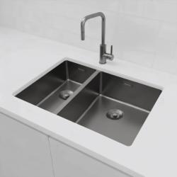 Pure.Sink Comfort 1.5 (one and a half) PVD gunmetal sink, 18+34 cm, large basin on the right, PCM183440-61