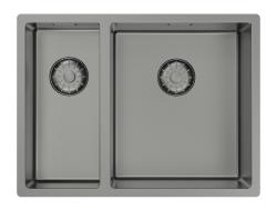Pure.Sink Comfort 1.5 (one and a half) PVD gunmetal sink, 18+34 cm, large basin on the right, PCM183440-61