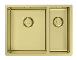 Pure.Sink Comfort 1.5 (one and a half) PVD gold sink, 34+18 cm, large basin on the left, PEX341840-60