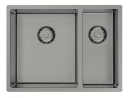 Pure.Sink Comfort 1.5 (one and a half) PVD gunmetal sink, 34+18 cm, large basin on the left, PCM341840-61