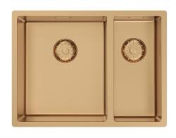 Pure.Sink Comfort 1.5 (one and a half) PVD rose copper sink, 34+18 cm large basin on the left, PCM341840-62