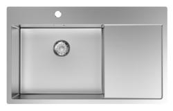 Pure.Sink Comfort Stainless steel sink with drainer, 86x52 cm, left-side faucet wing, PCM5086LT-02