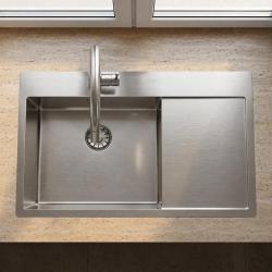 Pure.Sink Comfort Stainless steel sink with drainer, 86x52 cm, left-side faucet wing, PCM5086LT-02