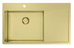 Pure.Sink Comfort PVD Gold Sink with Drainboard, 86x52 cm, Left-Side Faucet Wing, PCM5086LT-60