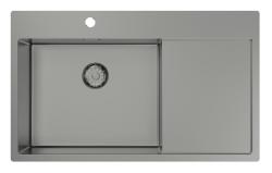 Pure.Sink Comfort PVD Gun Metal sink with drainer, 86x52 cm, left-side faucet wing, PCM5086LT-61