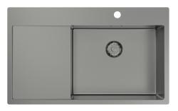 Pure.Sink Comfort Gun Metal Sink with Drainboard, 86x52 cm, Right-Side Faucet Wing, PCM5086RT-61