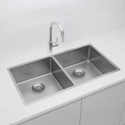 Pure.Sink Comfort Double stainless steel sink, 86x40 cm, undermount, flush-mount, and top-mount, PCM404040-02