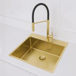Pure.Sink Comfort Gold Sink 54x52 cm Tapwing with Faucet Hole Panel PCM5040T-60