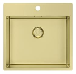 Pure.Sink Comfort Gold Sink 54x52 cm Tapwing with Faucet Hole Panel PCM5040T-60