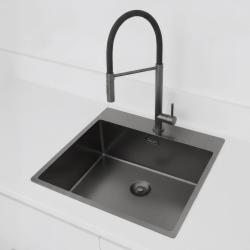 Pure.Sink Comfort Gun Metal Sink 54x52 cm Tapwing with Faucet Hole Bench PCM5040T-61