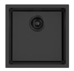 Pure.Sink Eternal Quartz Black Sink, 40x40 cm, Under-mount and Over-mount, with Automatic Black Stopper