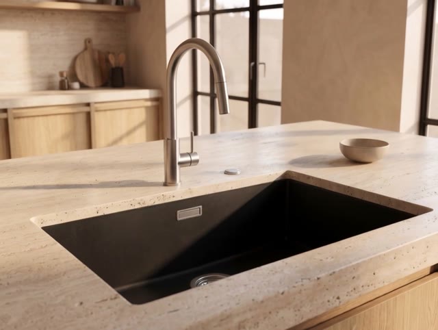 Pure.Sink Eternal Quartz Zwarte Spoelbak 70x40 cm Onderbouw en Opbouw met Automatische RVS plug