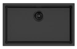 Pure.Sink Eternal Quartz Black Sink, 70x40 cm, Flush-Mount and Under-Counter, with Black Plug