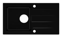 Black Reversible Sink with Drainboard, Countertop Mount, 76x43 cm