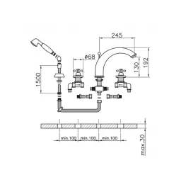 Mezclador de Baño Huber Croisette 4 orificios cromado CS00026021